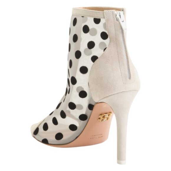 BEAUTIISOLES Made In Italy Suede Tatiana Mesh Peep Toe Heels - Picture 2 of 3